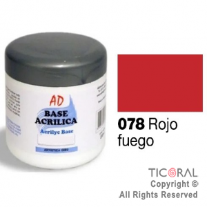 BASE ACRILICA AD 078 ROJO FUEGO 200ML X 3 UNIDADES